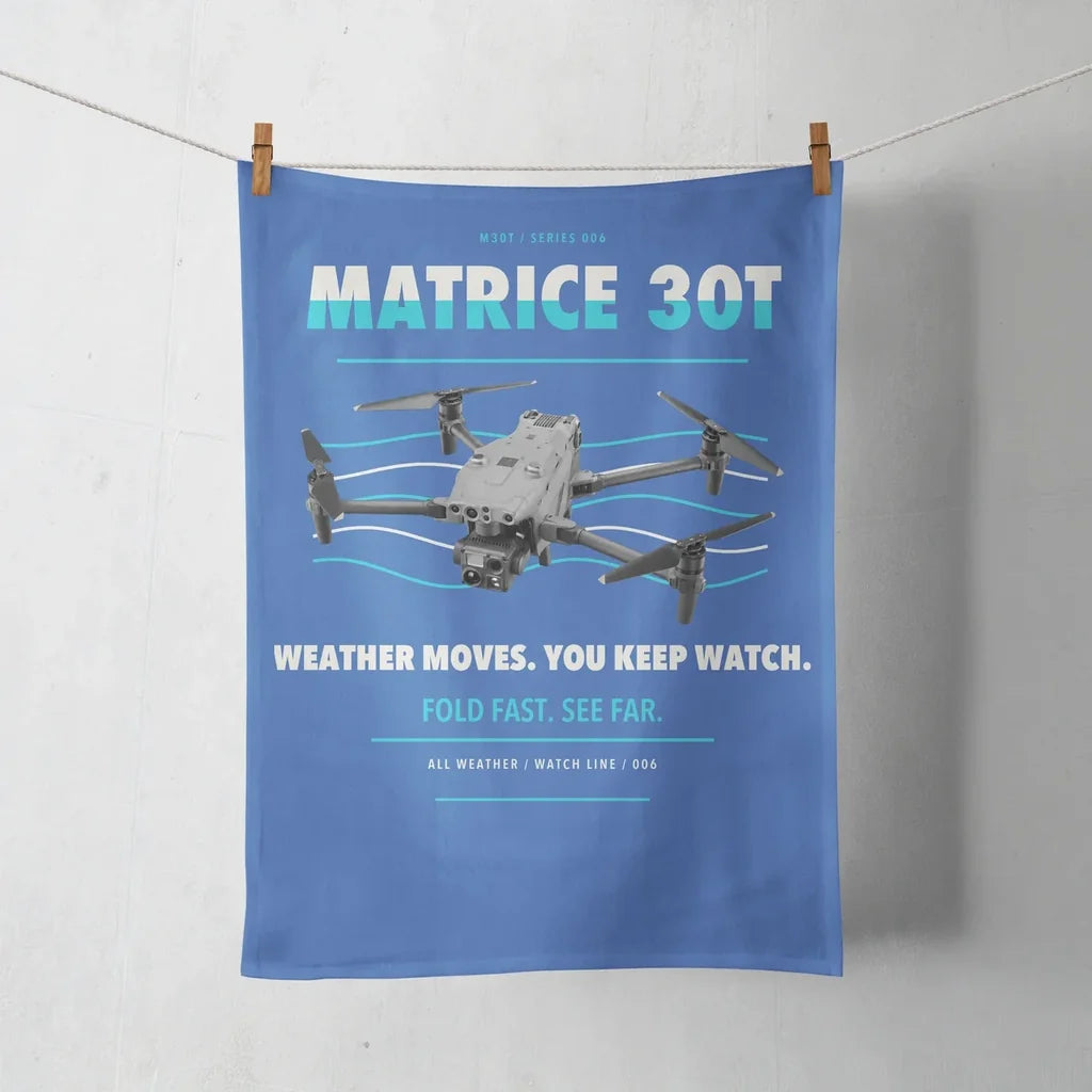 DJI Matrice 30T design on blue towel