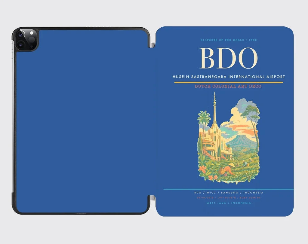 Husein Sastranegara International Airport (BDO) design on blue ipad tablet case
