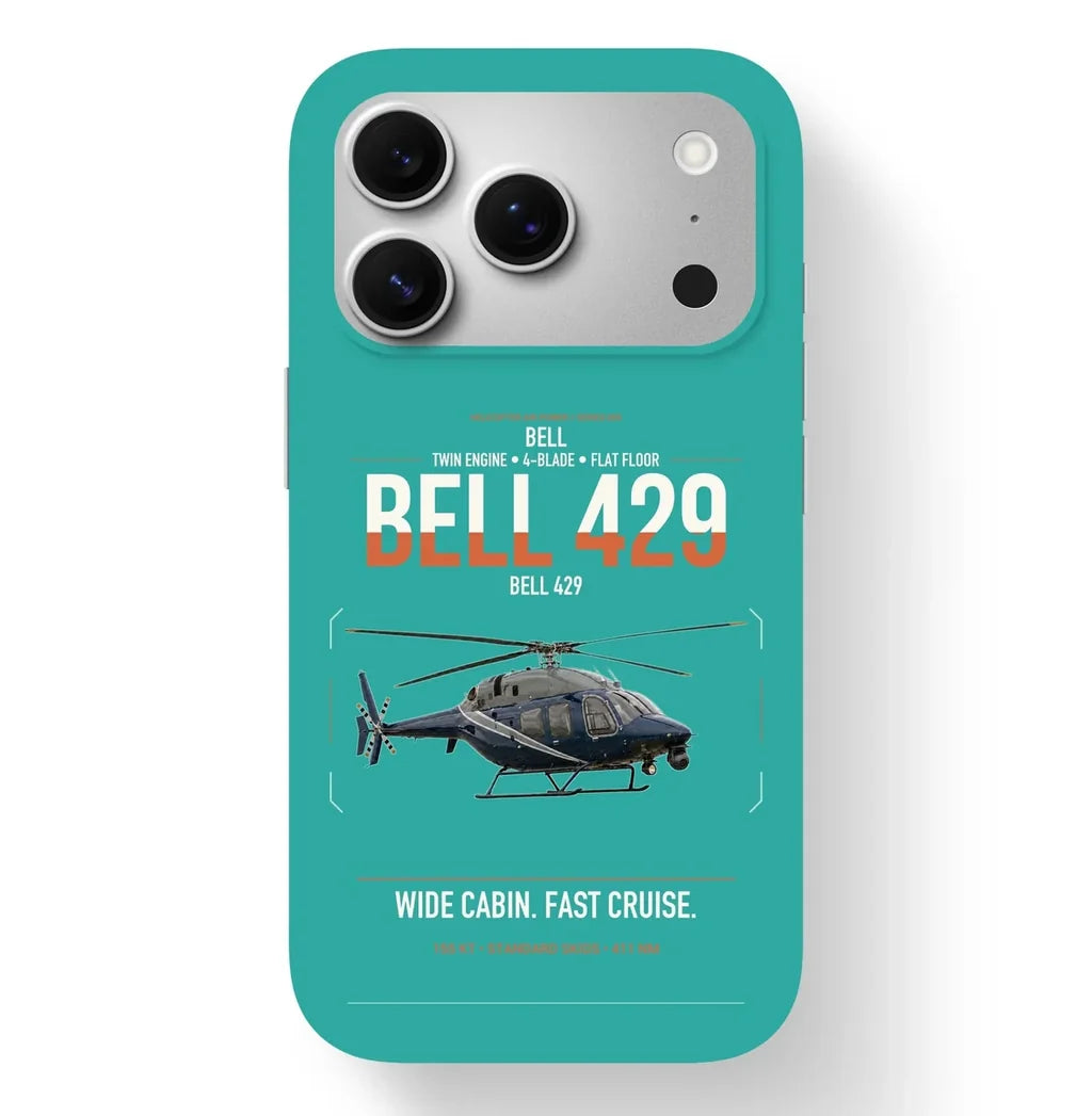 Bell 429 design on turquoise magsafe iphone case, for iPhone 17 Pro