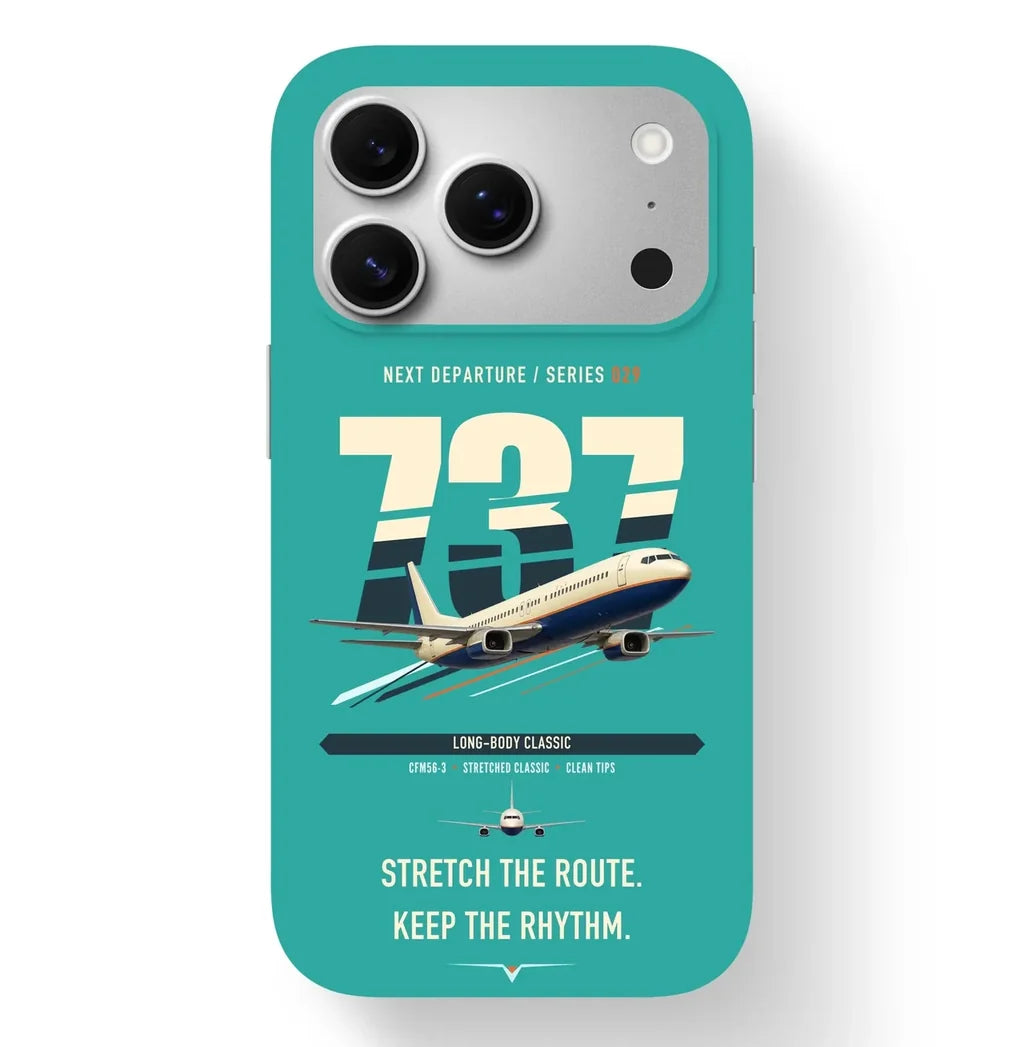 Boeing 737-400 Classic design on turquoise magsafe iphone case
