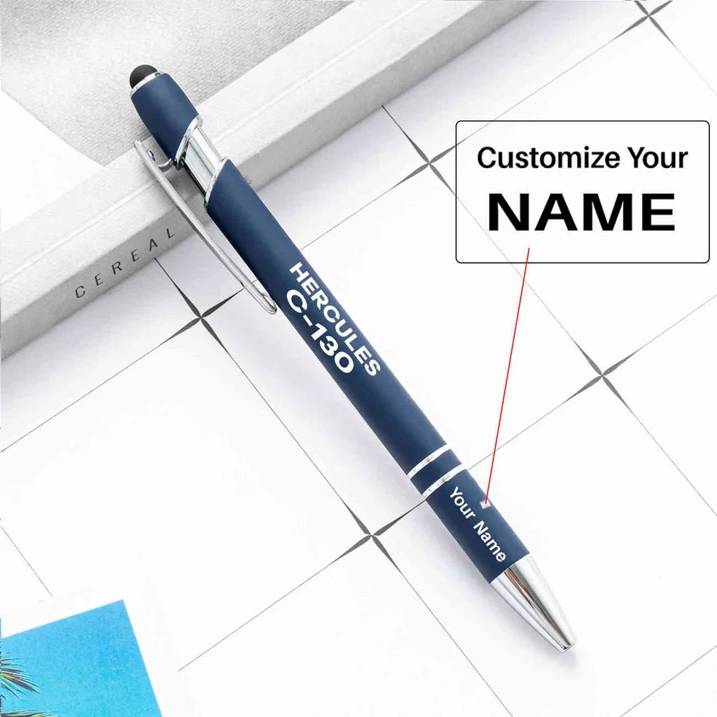 The Military Transport Airplane C 130 touch pen - navy blue with name