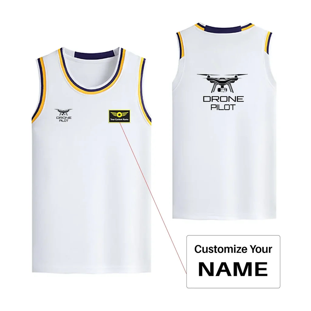 Drone Pilot Designed Basketball Style Sports Tank Tops - view 15