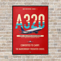 Thumbnail for Airbus A320P2F vertical canvas print - framed - red background