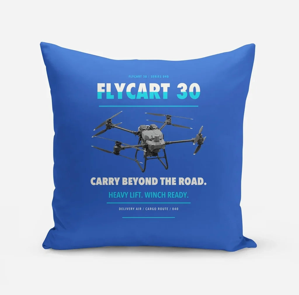 DJI FlyCart 30 design on blue pillow
