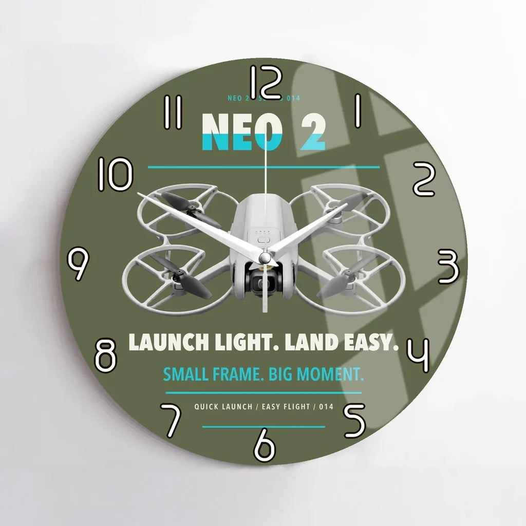 DJI Neo 2 design on green army no frame wall clock