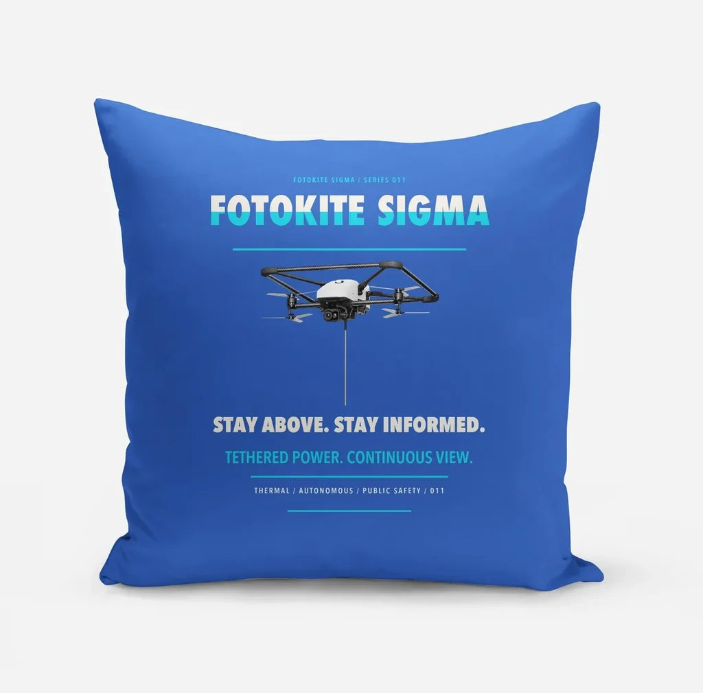 Fotokite Sigma design on blue pillow