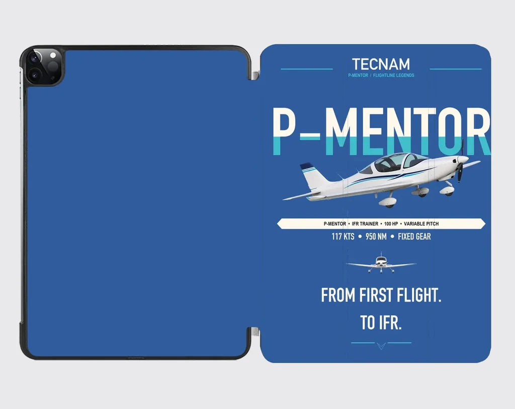 Tecnam P-Mentor design on blue ipad tablet case