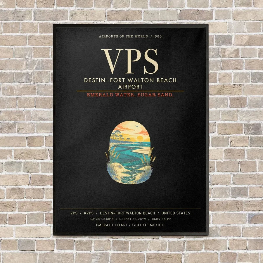 Destin Fort Walton Beach Airport VPS - Canvas Framed - Black