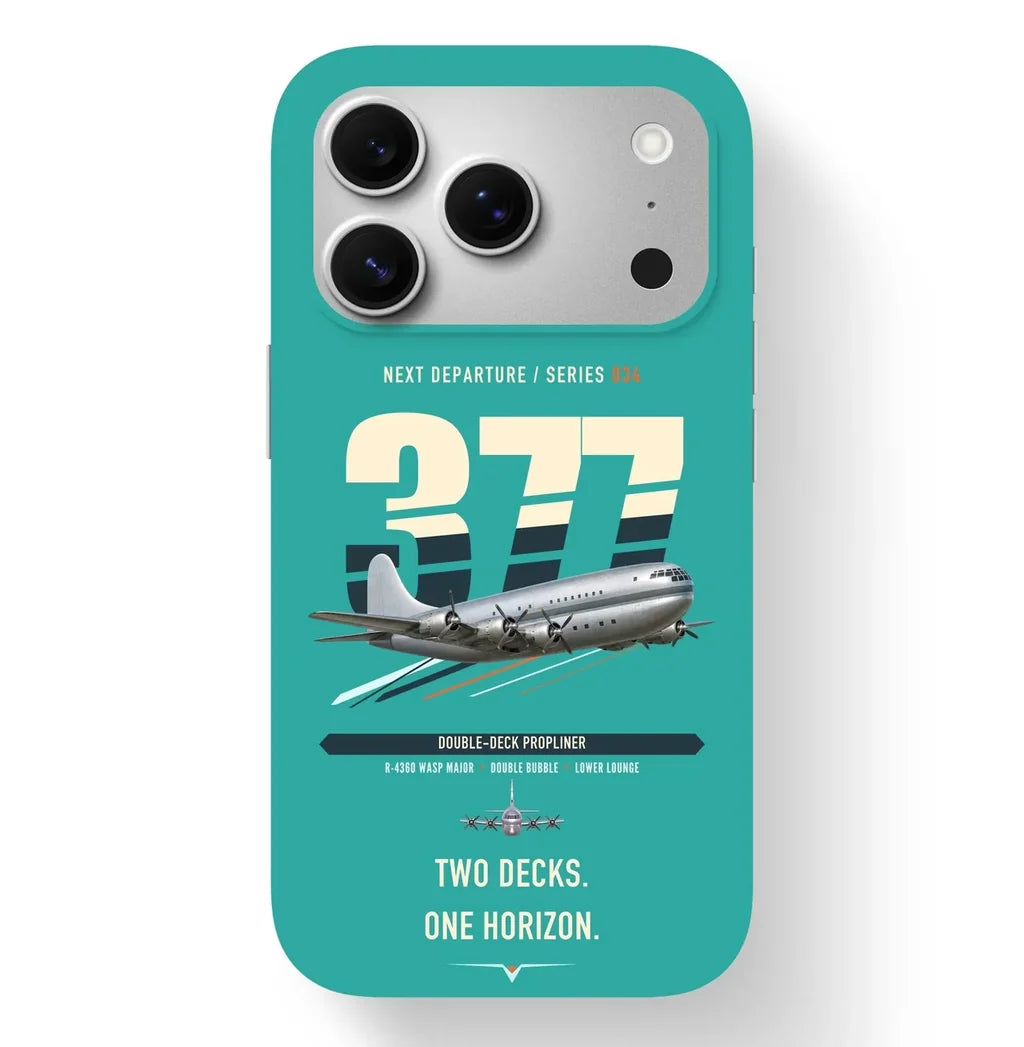 Boeing 377 Stratocruiser design on turquoise magsafe iphone case
