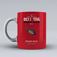 Thumbnail for Bell 205A-1++ design on red ceramic mug, double-side print