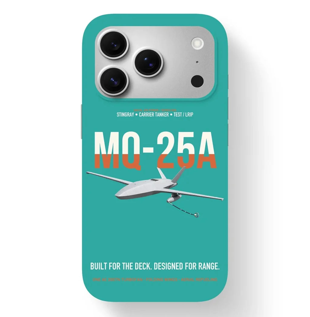 MQ-25A STINGRAY design on turquoise magsafe iphone case, for iPhone 17 Pro