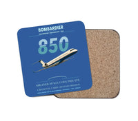 Thumbnail for Bombardier Challenger 850 design on blue 1 piece coaster