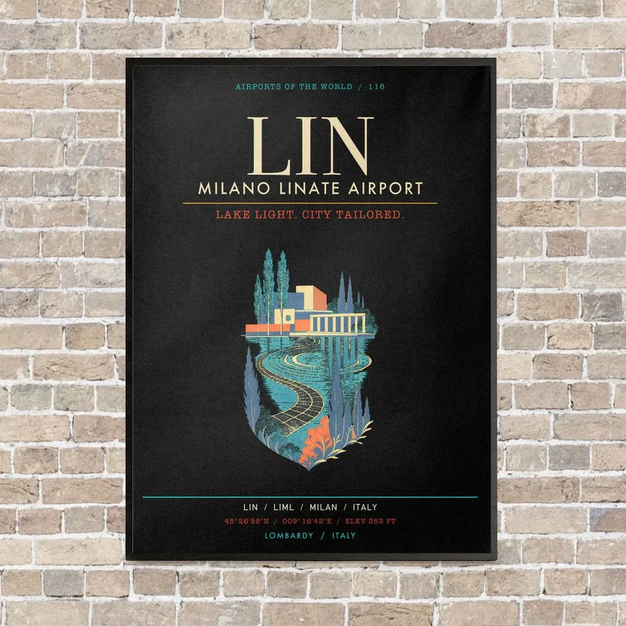 Milano Linate Airport LIN - Canvas Framed - Black