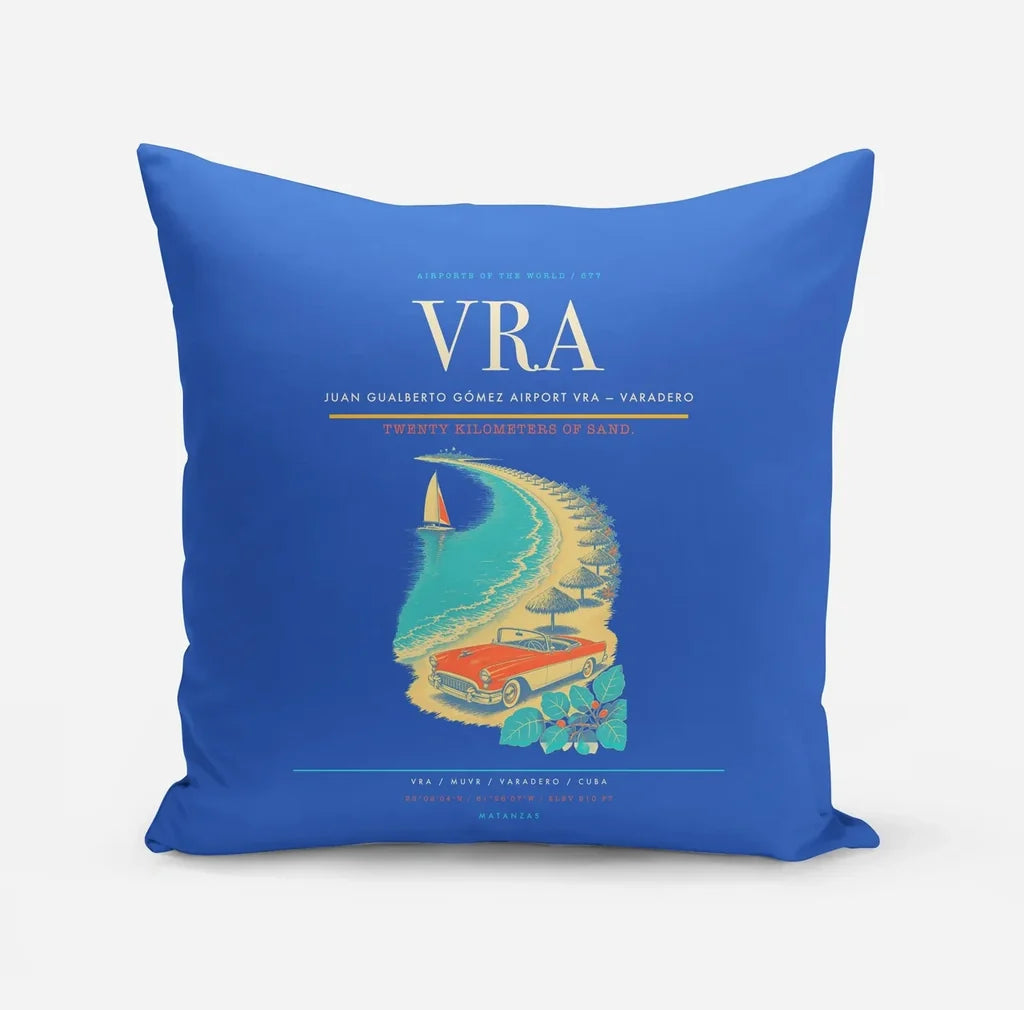 Juan Gualberto Gómez Airport (VRA) design on blue pillow