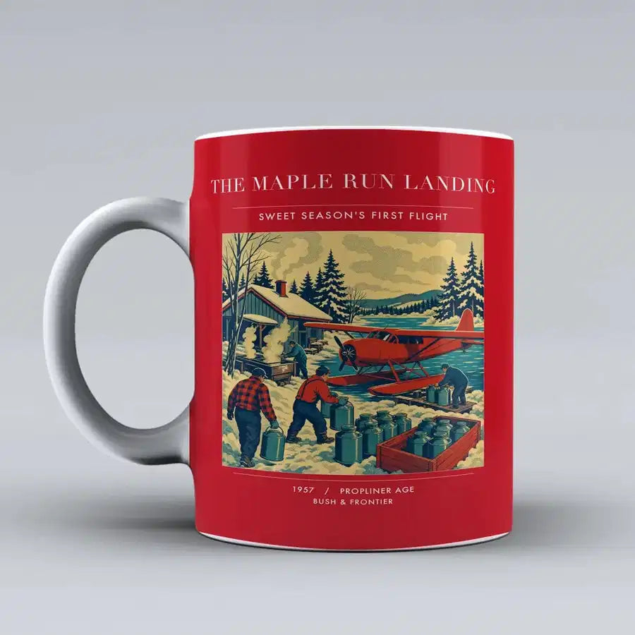 VINTAGE G4398 - The Maple Run Landing - Ceramic Mug design on red