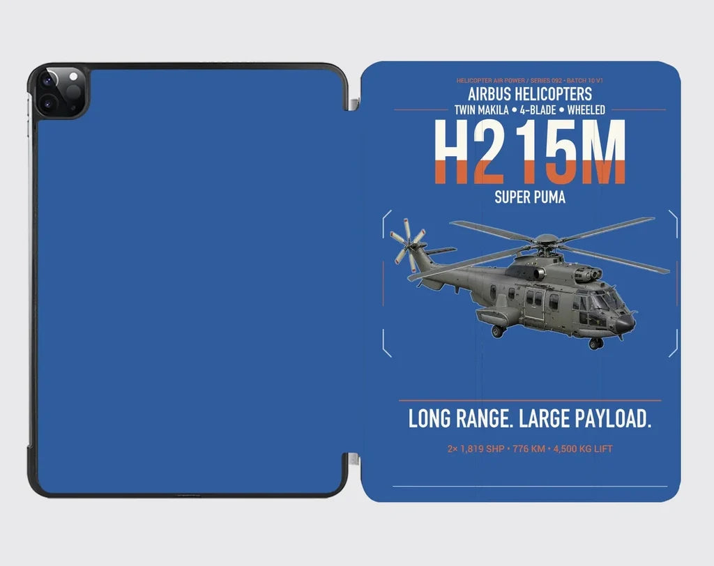 Airbus H215M design on blue ipad tablet case