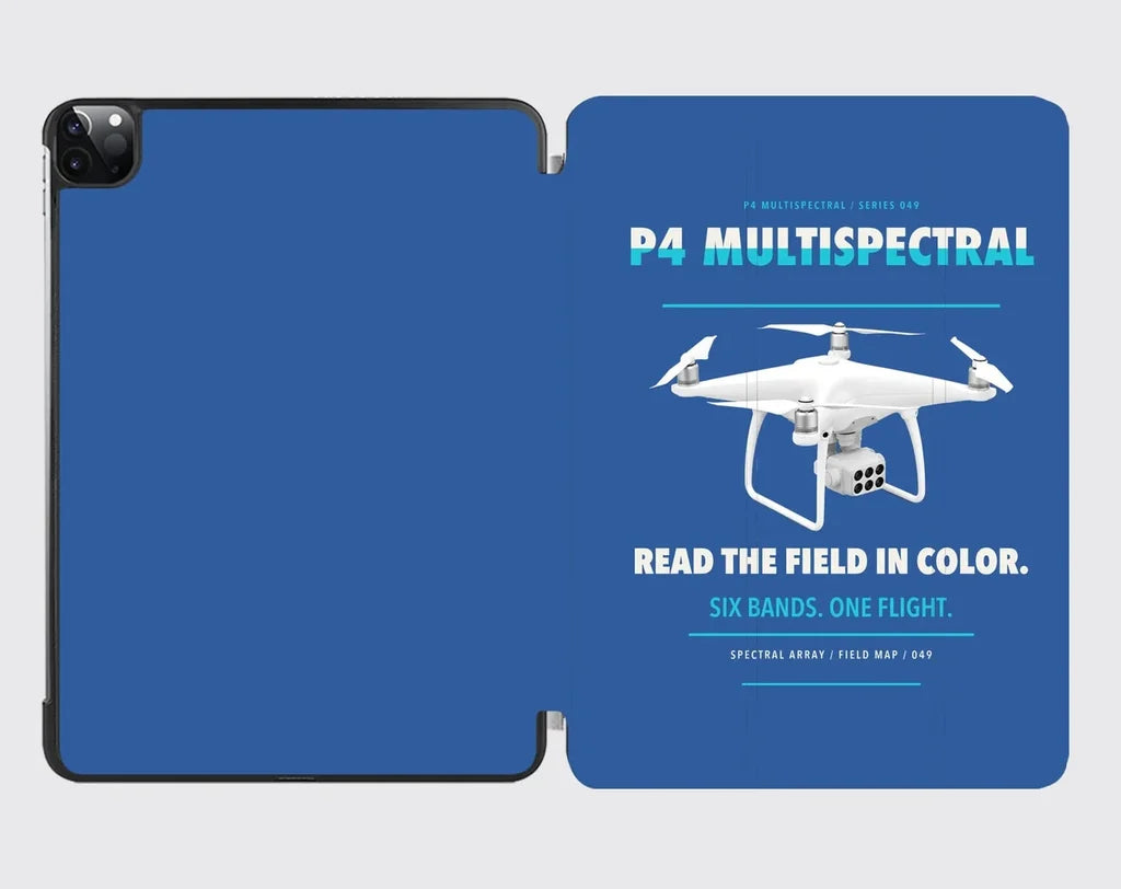 DJI P4 Multispectral design on blue ipad tablet case