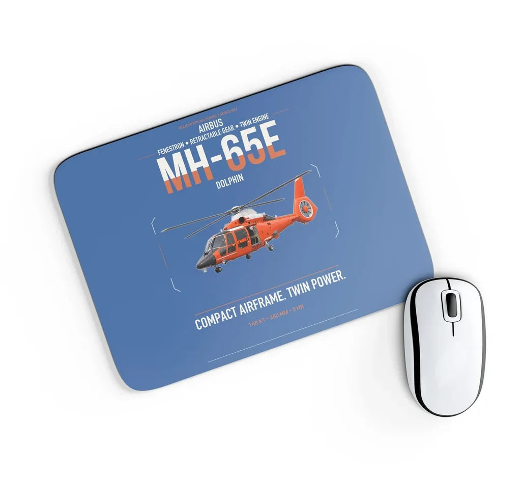 Airbus MH-65E Dolphin design on blue rectangle mouse pad