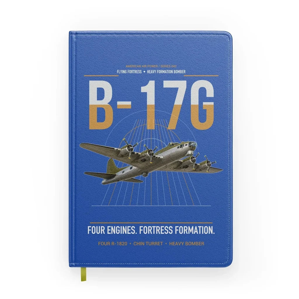 B-17G Flying Fortress design on blue notebook