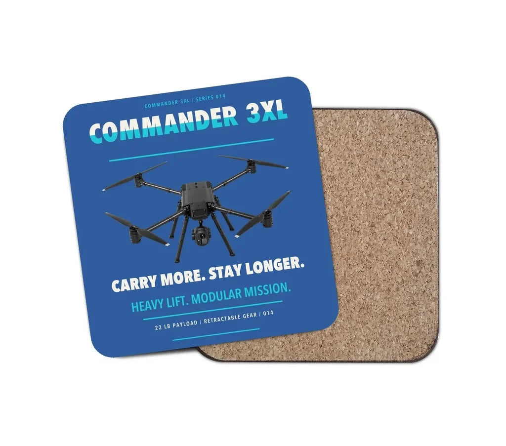 Draganfly Commander 3XL design on blue 1 piece coaster