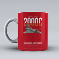 Thumbnail for Dassault Mirage 2000C RDI design on red ceramic mug, double-side print