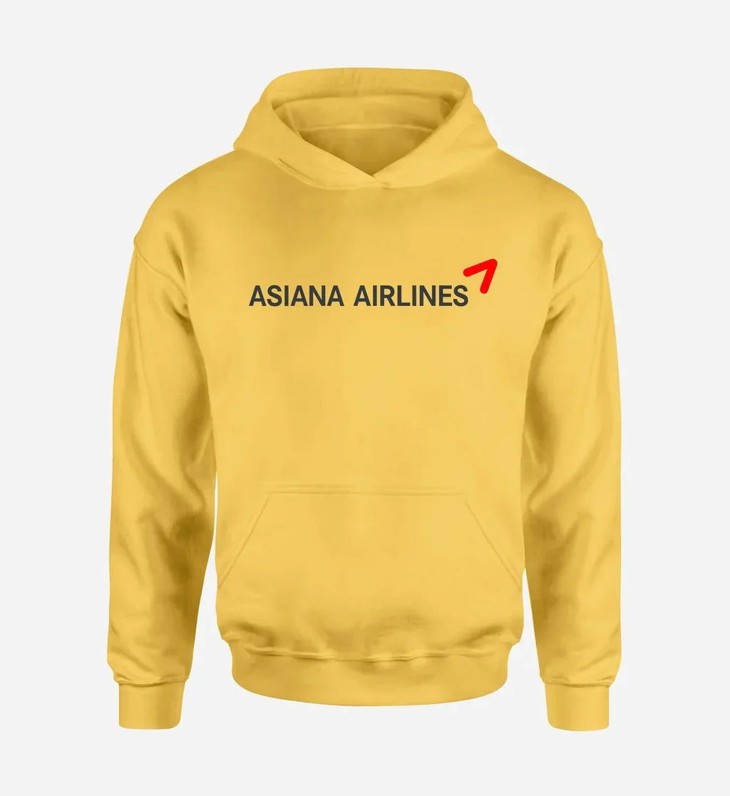 Asiana Airlines logo printed on yellow hoodie
