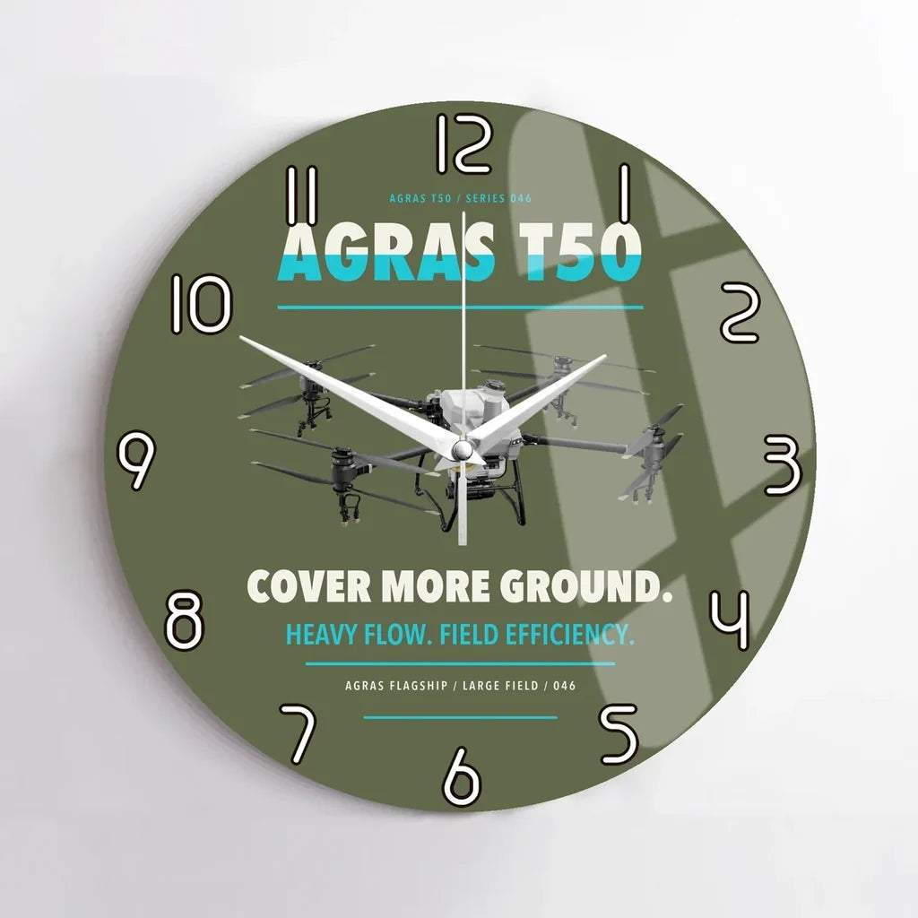 DJI Agras T50 design on green army no frame wall clock