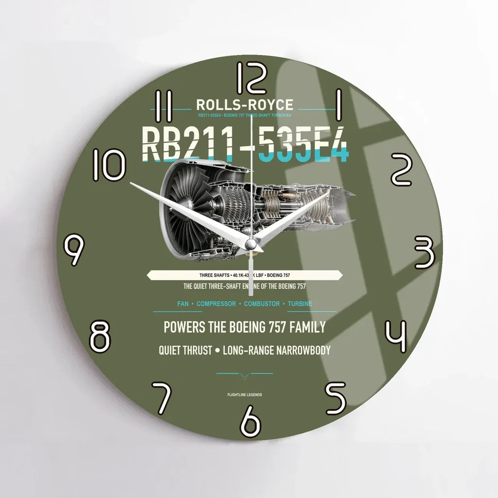 RB211-535E4 design on green army no frame wall clock