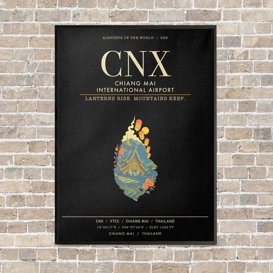 Chiang Mai International Airport CNX - Canvas Framed - Black