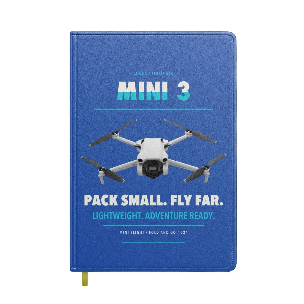 DJI Mini 3 design on blue notebook