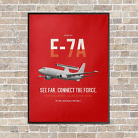 Thumbnail for E-7A Wedgetail vertical canvas print - framed - red background