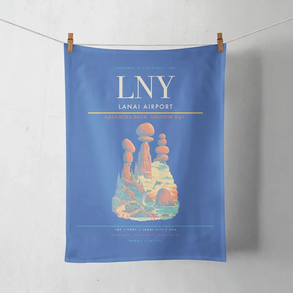 Lanai Airport (LNY) design on blue towel