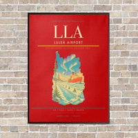 Thumbnail for Luleå Airport LLA vertical canvas print - framed - red background