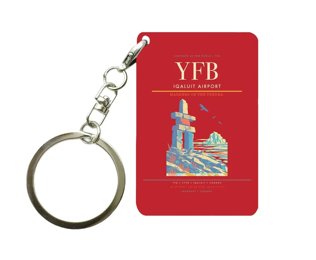 Iqaluit Airport (YFB) design on red key chain