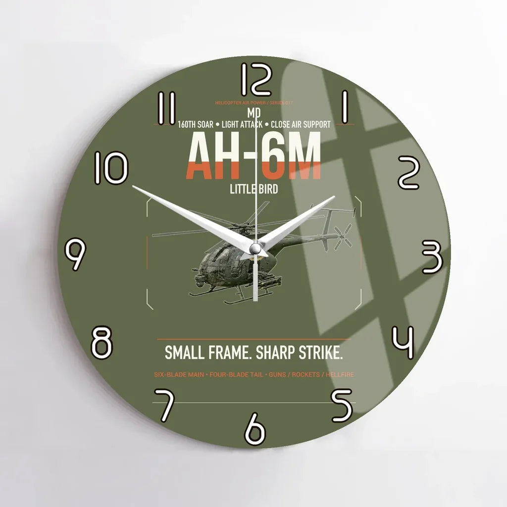 MD AH-6M Little Bird design on green army no frame wall clock