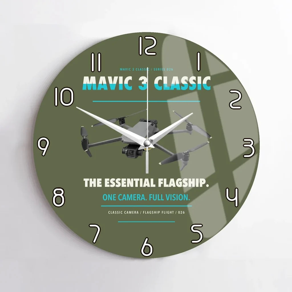DJI Mavic 3 Classic design on green army no frame wall clock