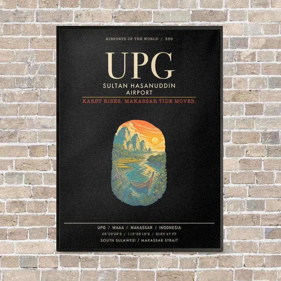 Sultan Hasanuddin Airport UPG - Canvas Framed - Black