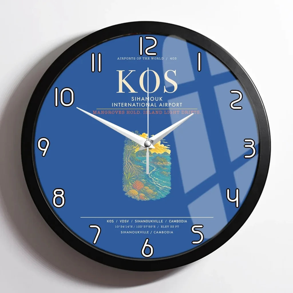 Sihanouk International Airport Sihanoukville KOS Wall-Clock Framed - Blue