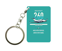 Thumbnail for Beechcraft King Air 260 design on turquoise designed key chain, double-side print