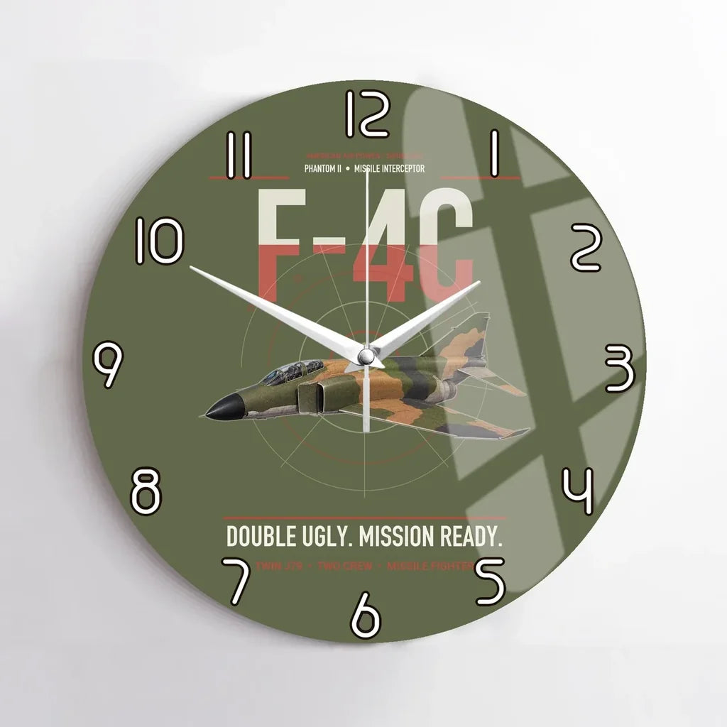 F-4C Phantom II design on green army no frame wall clock