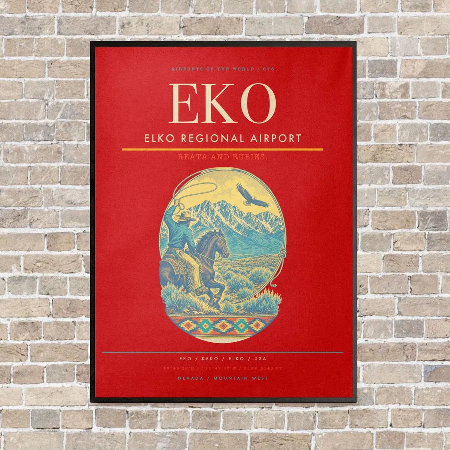 Elko Regional Airport EKO vertical canvas print - framed - red background