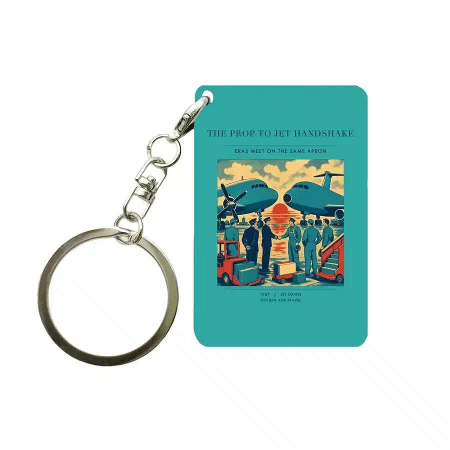 VINTAGE G4385 - The Prop To Jet Handshake - Designed Key Chain design on turquoise