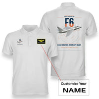 Thumbnail for Hawker Hunter F6 design on white+name double-side polo t-shirt, double-side print