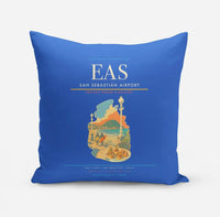 Thumbnail for San Sebastián Airport (EAS) design on blue pillow