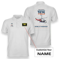 Thumbnail for Turkish Aerospace T625 Gökbey design on white+name double-side polo t-shirt, double-side print