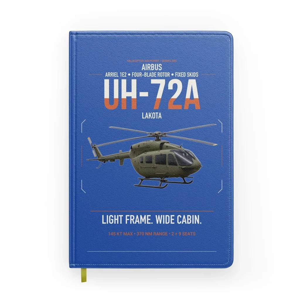 Airbus UH-72A Lakota design on blue notebook