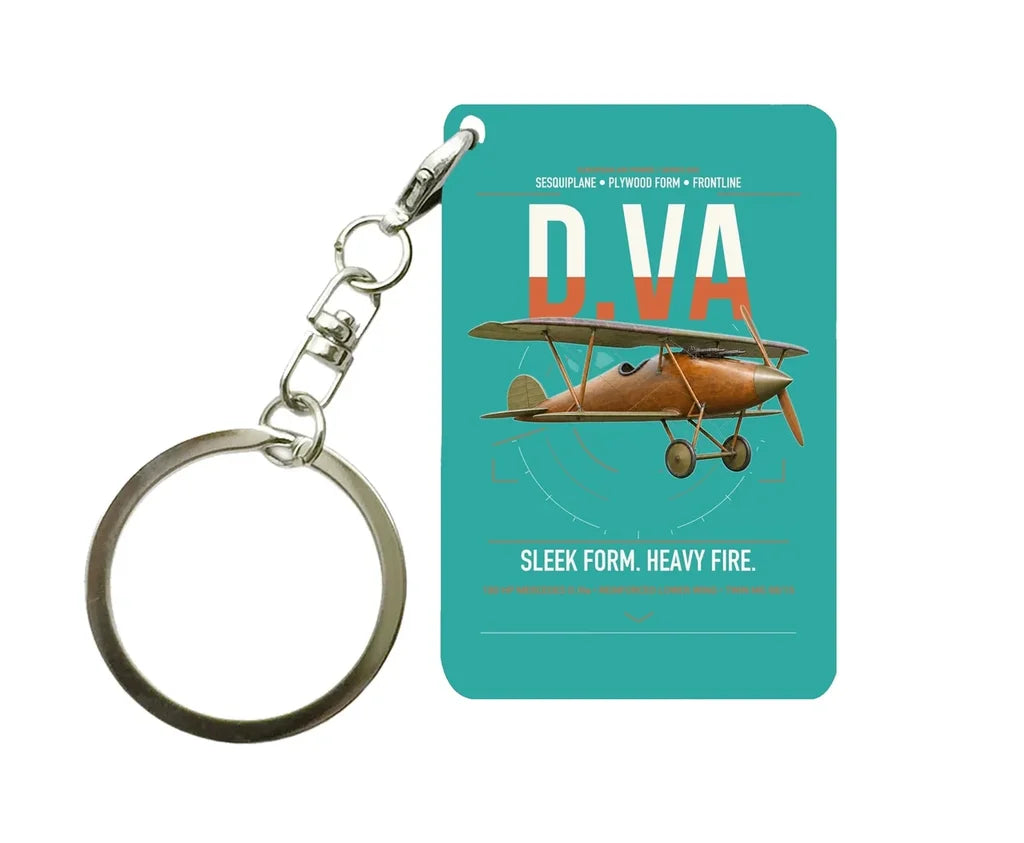 Albatros D.Va design on turquoise designed key chain, double-side print