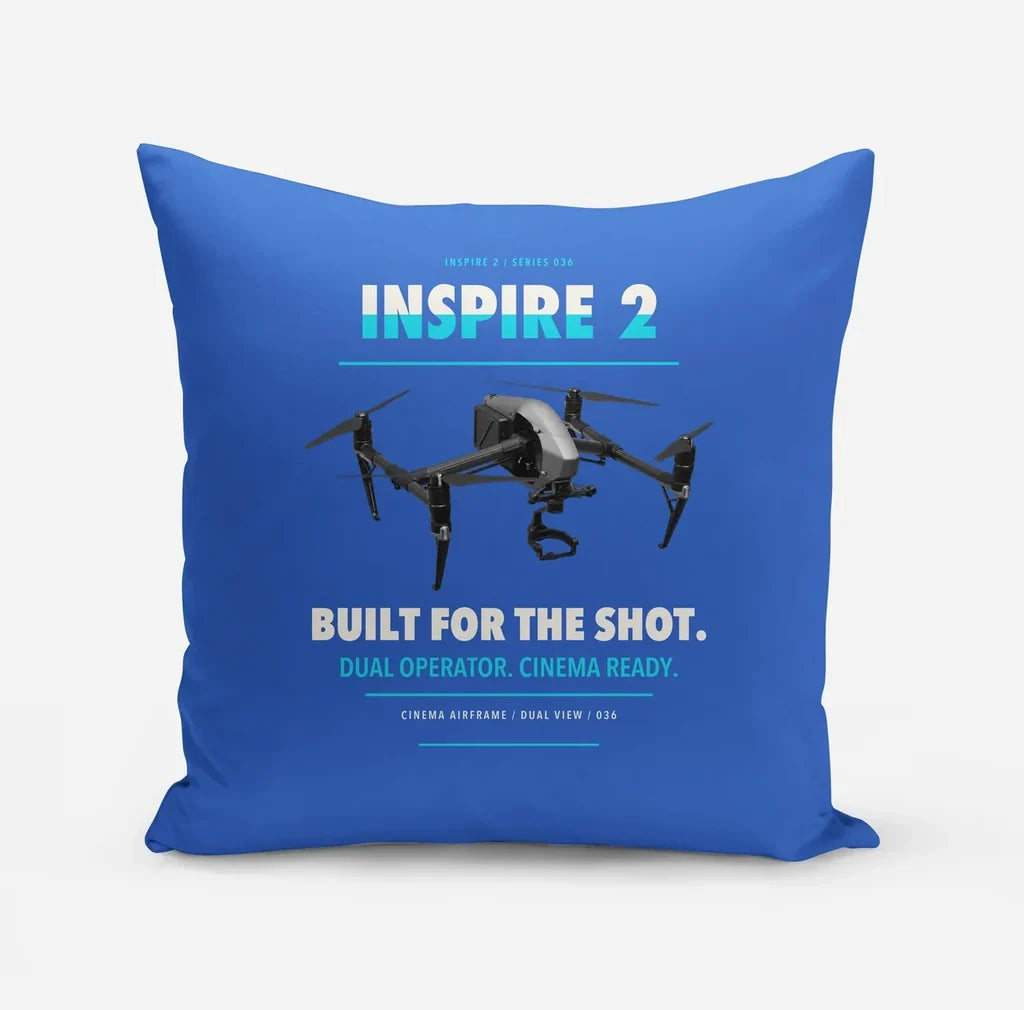 DJI Inspire 2 design on blue pillow