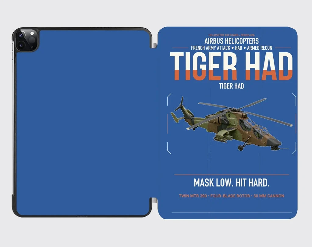 Airbus Helicopters Tiger HAD design on blue ipad tablet case
