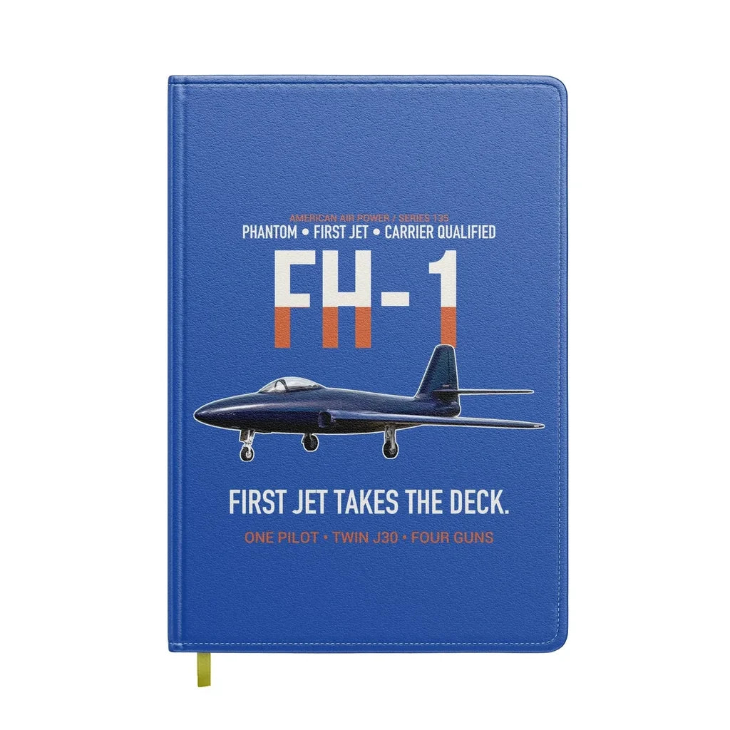 FH-1 Phantom First Jet Takes the Deck design on blue notebook